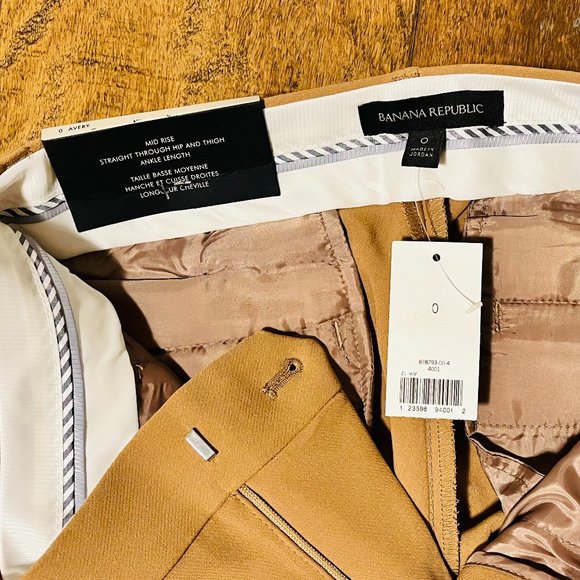 Banana Republic Avery Mid-rise Straight Ankle Length Pant in Camel, Size 0, New - Picture 6 of 9